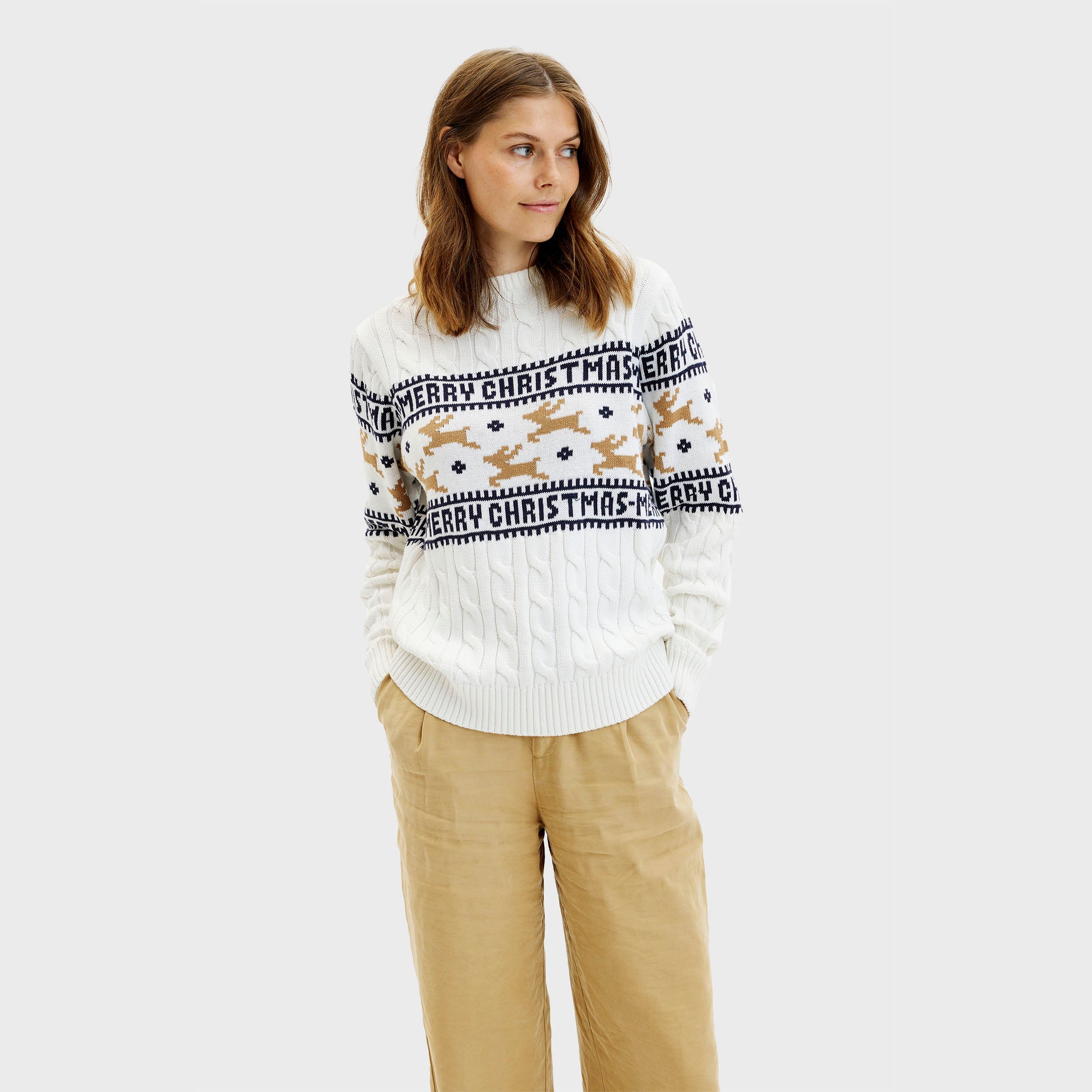 The Elegant White Christmas Sweater β Women